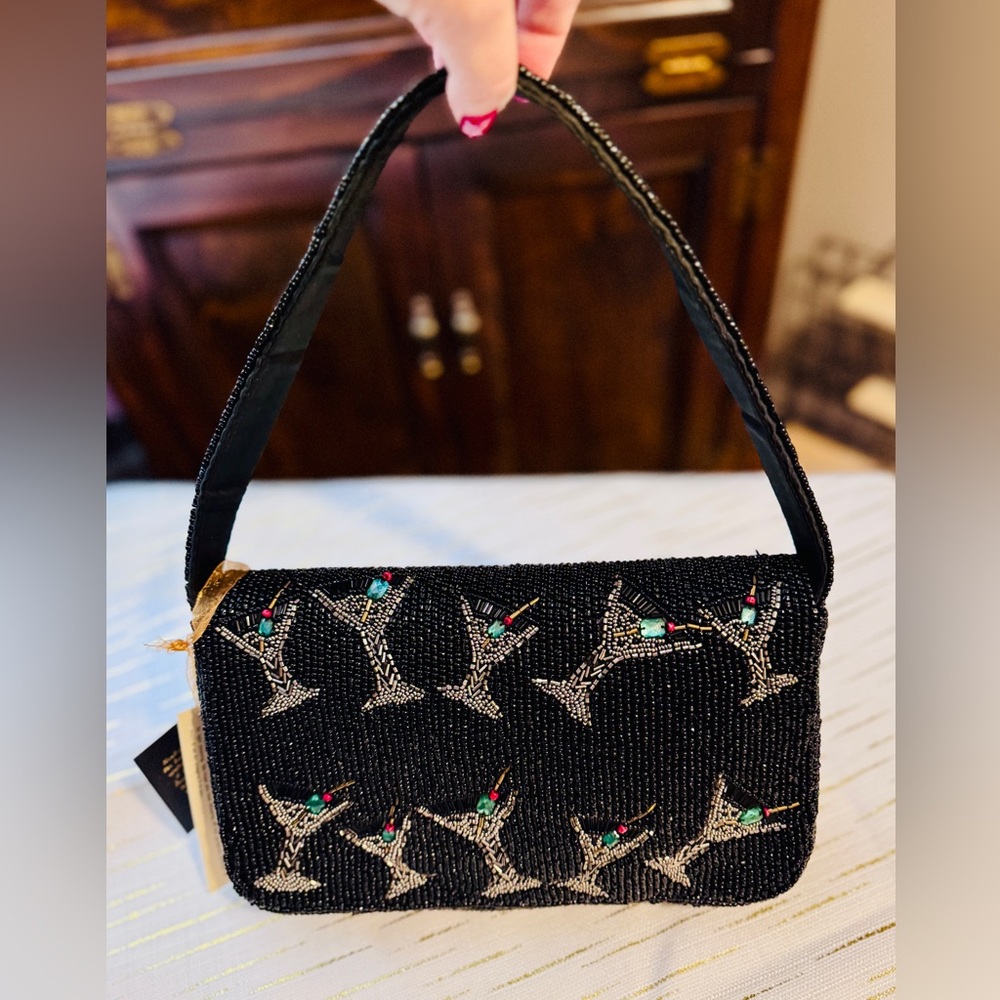 Viral Dirty Martini Olives Black Beaded Shoulder Bag - Picture 3 of 9